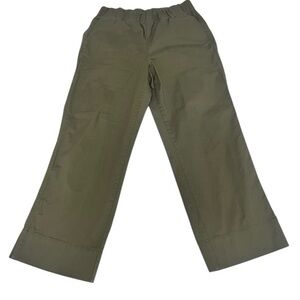 Quince Organic Stretch Cotton Wide Leg Chino Pants Olive Green 4 Clean Girl
